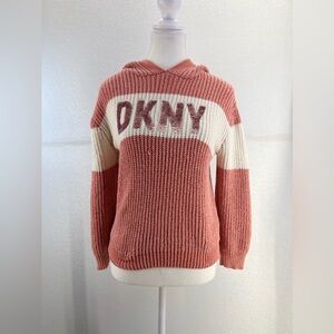 DKNY Girls Pink Sweatshirt Hoodie knit SIZE LARGE